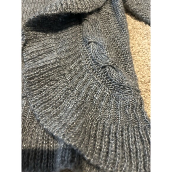Decree Shrug Crochet Sweater Open Front Cropped Cardigan Top Blue Size Large - Picture 3 of 10